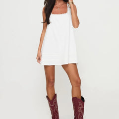 Lace Trim Square Neck Babydoll Mini Dress