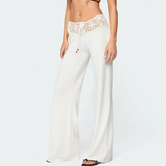 Crochet Knit Low Waist Pants