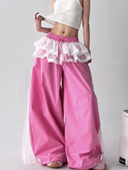 Lace Patchwork Oversized Jogger