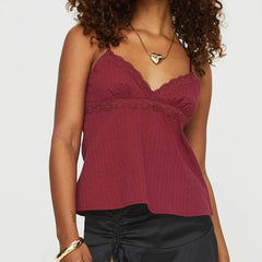 Babydoll Lace Trim Spaghetti Strap Top