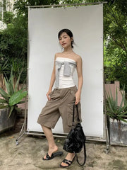 Tie Up Striped Tube Top