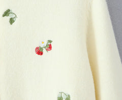 Embroidery Flower Knit Button Cardigan