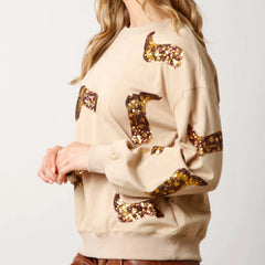 Sequin Boots Print Sweatshirt