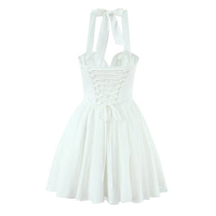 Tie Up Wire Corset Mesh Mini Dress