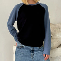 O-Neck Contrast Colour Long Sleeve Sweater