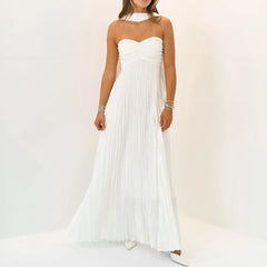 Multi-Color Strapless Maxi Dress - Empire Waist Beach Style