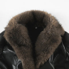 Fur Trim Faux Leather Motorcycle Jacket