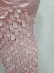 Strapless Sequins Beaded Midi Dress - A-Line Fit