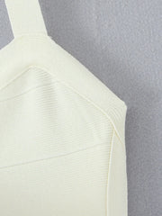 Solid Ribbed Halter Bandage Mini Dress