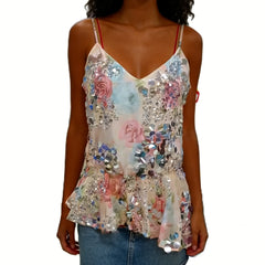 Sequin Peplum Cami Top