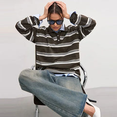 Paneled Horizontal Stripe Knitted Pullover