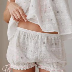 White Drawstring Cami Top Ad Bow Tied Shorts Sleepwear Set