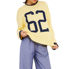 Number Embroidery Knit Sweater