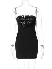 Black Sequin Strapless Mini Dress