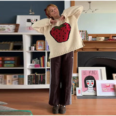 Crew Neck Graphic Knit Sweater