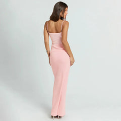 Spaghetti Strap Patchwork Maxi Dress