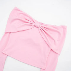 Bow One Shoulder Long-Sleeved Top
