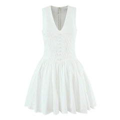 White sleeveless dress on a white background