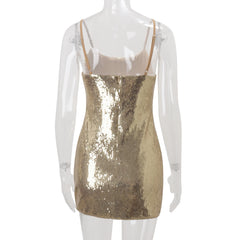 Gold Sequin Cami Mini Dress