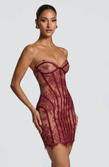 Lace Bodycon Bustier Strapless Mini Dress