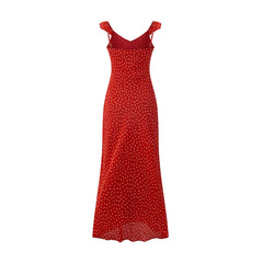 Red Ruffle Tie Up Midi Dress