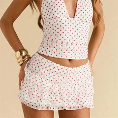 Layered Ruffle Polka Dot Mini Skirt