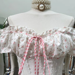 Off Shoulder Floral Corset Tie Up Mini Dress