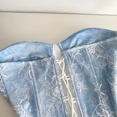 Blue Lace Strapless Corset