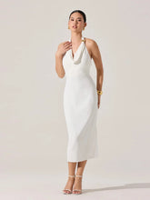 Halter Neck Metal Pin Midi Dress