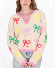 Bow Embroidery Sweater