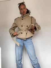 Stand Collar Short Trench Jacket