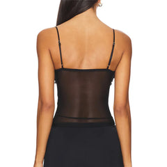 Sheer Ruffle Frill Bust Spaghetti Strap Top