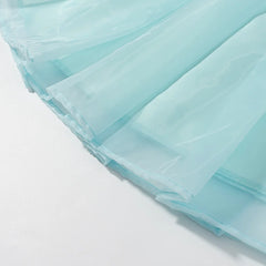 Blue Mesh 3d Floral Tube Top And Skirt Set