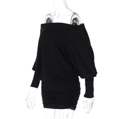 Off-Shoulder Long Sleeve Ruched Hem Mini Dress