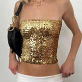 Gold Sequin Strapless Top