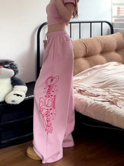 Pink Printed Sweatpants