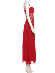 Red Strap Mesh Patchwork Maxi Dress
