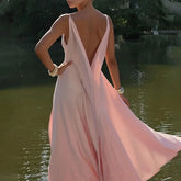 Pink Open Back Cowl Maxi Dress