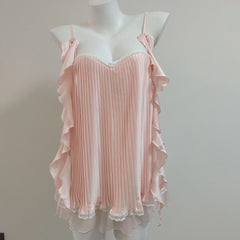 Chiffon Pleated Chest Pads Fold Nightdress