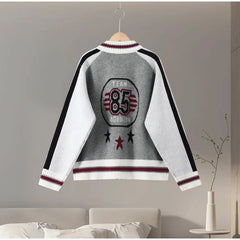 Striped Stand Collar Zip Sweater Jacket