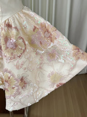 Spaghetti Strap 3D Floral Sequin Patchwork Mini Dress