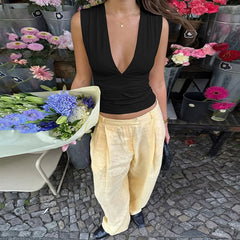 Lace-up V-Neck Tank Top