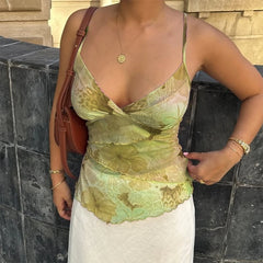 Tie Dye Print V Neck Crop Top