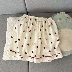 Heart-Shaped Short Sleeve Shirt and Shorts Pajama Set