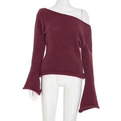 Off Shoulder Knitted Full Sweater