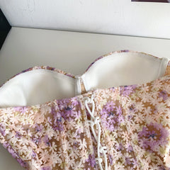 Strapless Floral Sleeveless Corset