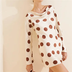 Polka Dot Long Sleeve Satin Mini Dress