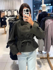 Stand Collar Short Trench Jacket