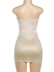 See Through Polka Dot Print Patchwork Mini Dress