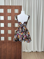 Floral Embroidery Sequins Mini Dress